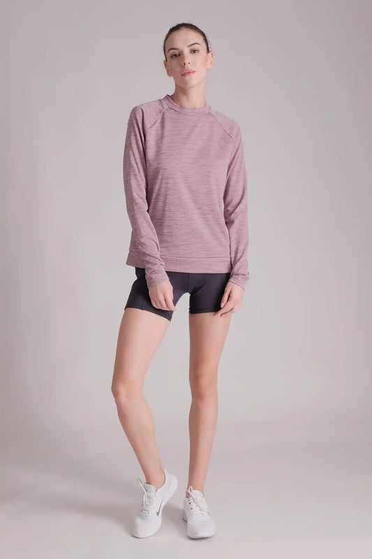 SPWJ0408 - Women's Ultra Soft Raglan Sleeve Stretch Running Shirt - Heather Purple