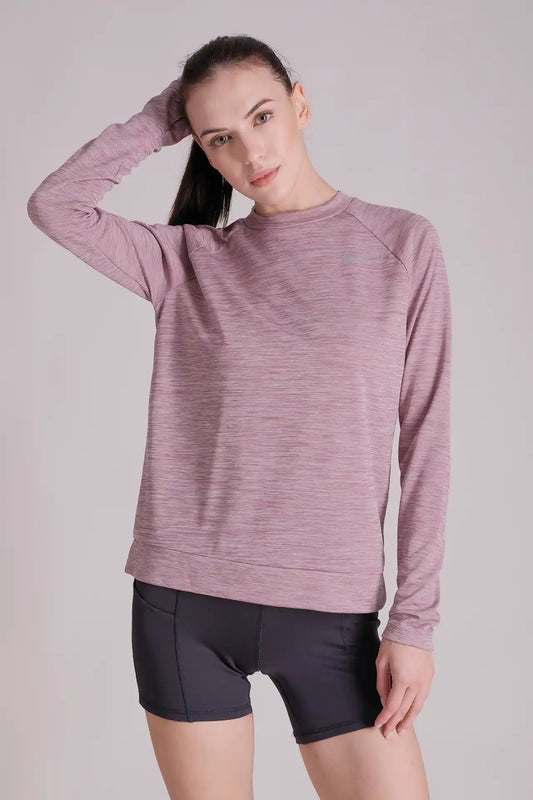 SPWJ0408 - Women's Raglan Sleeve Crewneck Top - Heather Purple