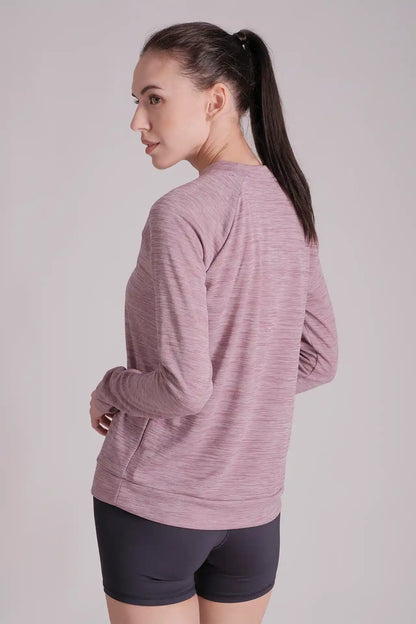 SPWJ0408 - Women's Raglan Sleeve Crewneck Top - Heather Purple