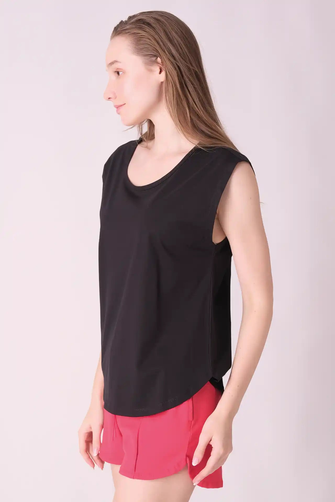 SPWJ0409 - Women's Scoop Neck Top - Black
