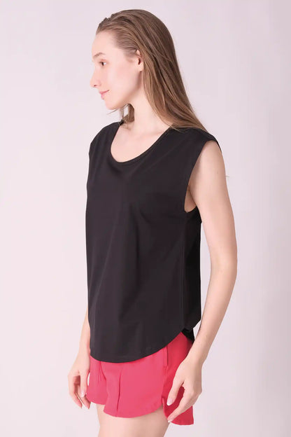 SPWJ0409 - Women's Scoop Neck Top - Black