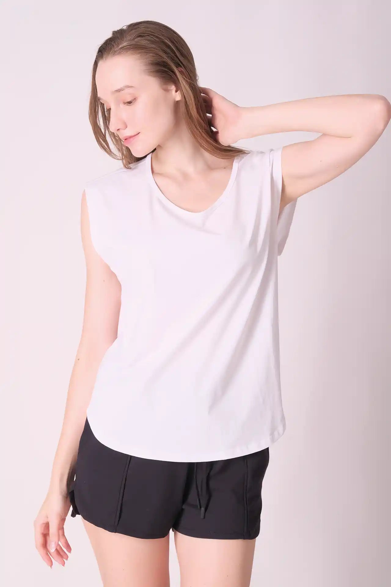 SPWJ0409 - Women's Scoop Neck Top - White