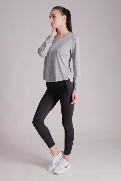 SPWJ0412 - Women's Lightweight Anti-UV Split Hem Long Sleeve Tee - Grey