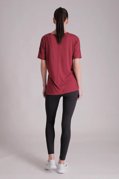 SPWJ0414 - Women's High-Low Training Tee w/ Splits - Wine