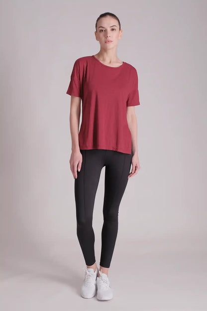 SPWJ0414 - Women's High-Low Training Tee w/ Splits - Wine