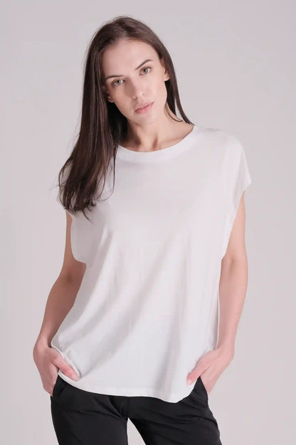 SPWJ0418 - Women's Essential Ultra Soft Organic Cotton Sleeveless Tee - White