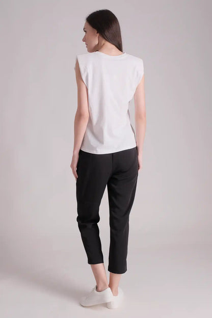 SPWJ0421 - Women's Essential Organic Cotton Shoulder Pad Tee - White