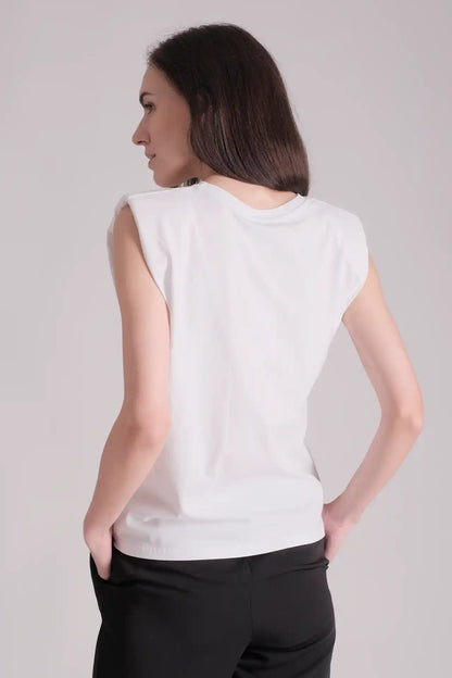 SPWJ0421 - Women's Essential Organic Cotton Shoulder Pad Tee - White