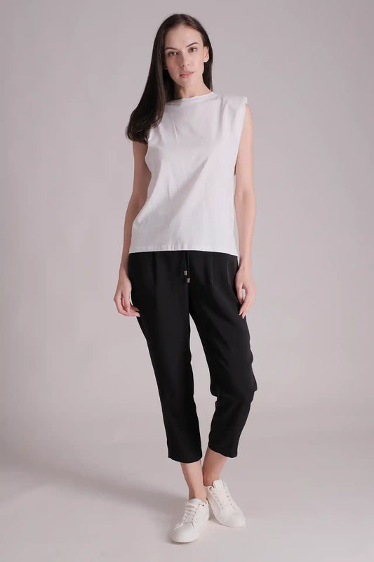 SPWJ0421 - Women's Essential Organic Cotton Shoulder Pad Tee - White