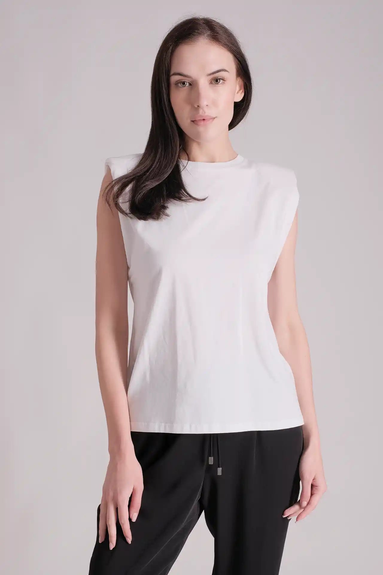 SPWJ0421 - Women's Essential Organic Cotton Shoulder Pad Tee - White