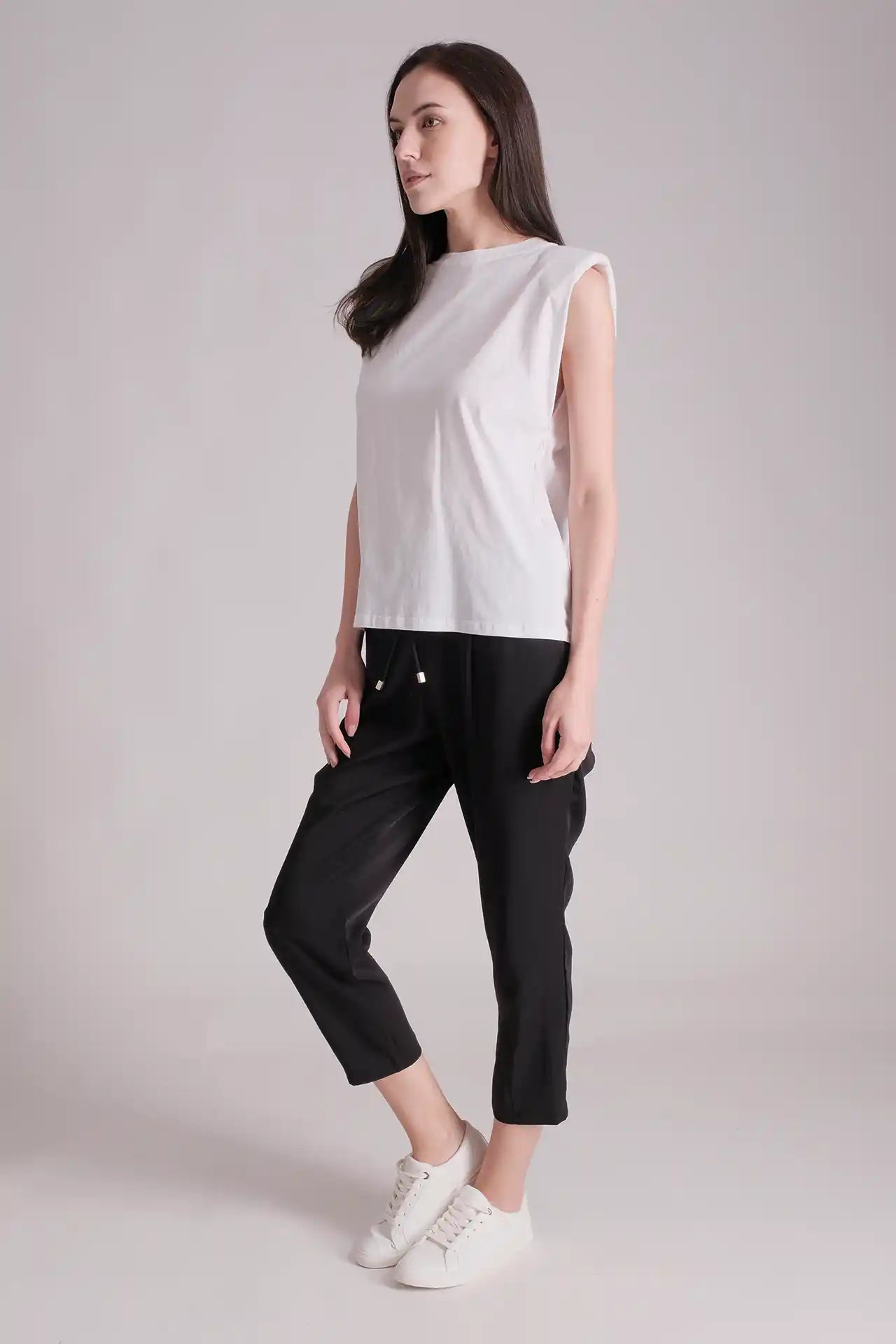 SPWJ0421 - Women's Essential Organic Cotton Shoulder Pad Tee - White