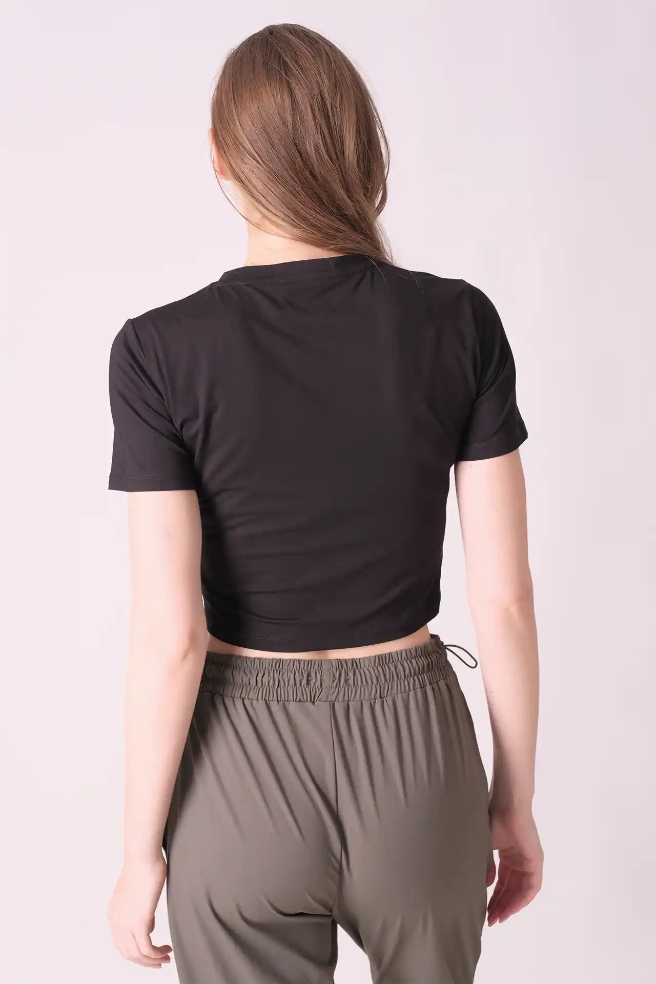 SPWJ0423 - Women's Essential Stretchy Cotton Modal Crop Top - Black