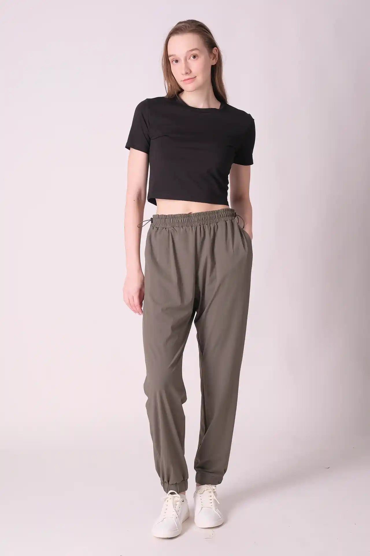 SPWJ0423 - Women's Essential Stretchy Cotton Modal Crop Top - Black