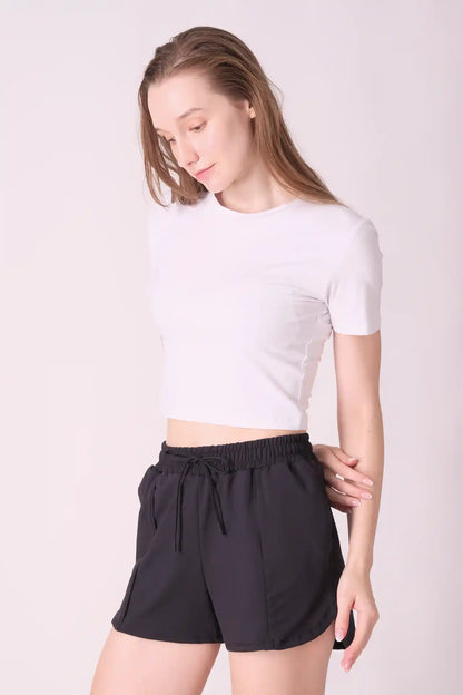 SPWJ0423 - Women's Essential Organic Cotton Stretchy Crop Tee - White