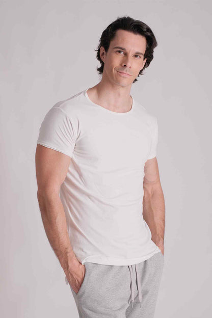 SPJ0427 - Ultra Soft Stretch Cotton Split Hem Crewneck Muscle Fit Tee