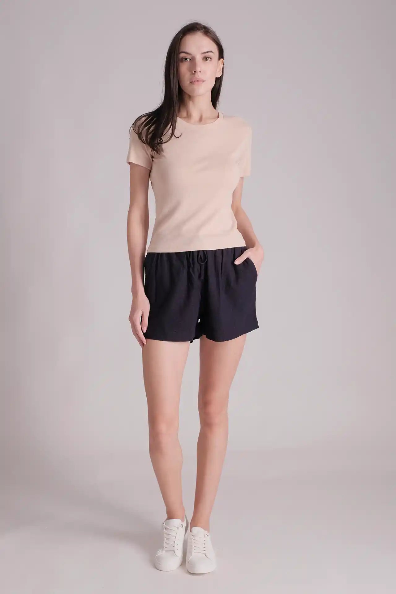 SPWJ0429 - Women's Essential Organic Cotton Stretchy Crew Tee - Beige