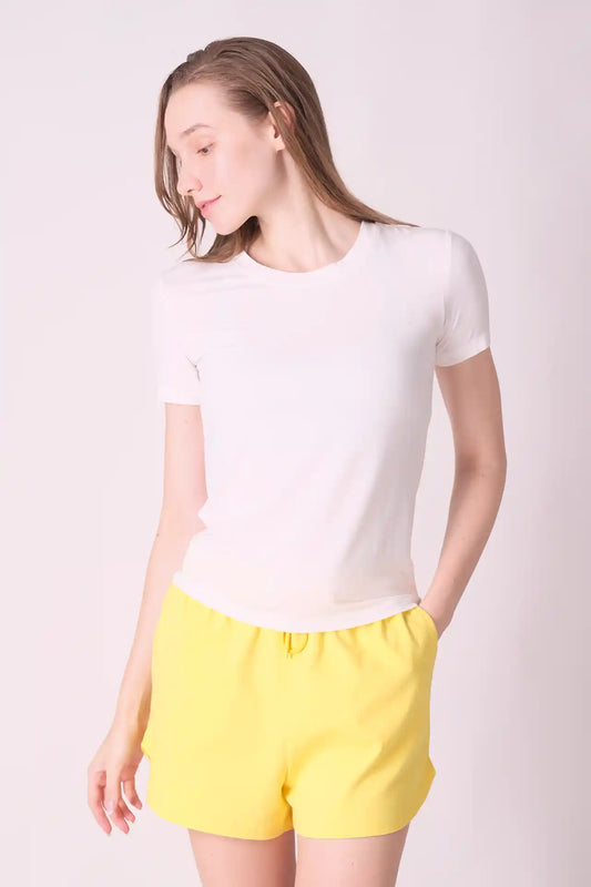 SPWJ0430 - Women's Essential Back Curve Hem Crewneck Tee - Lavender