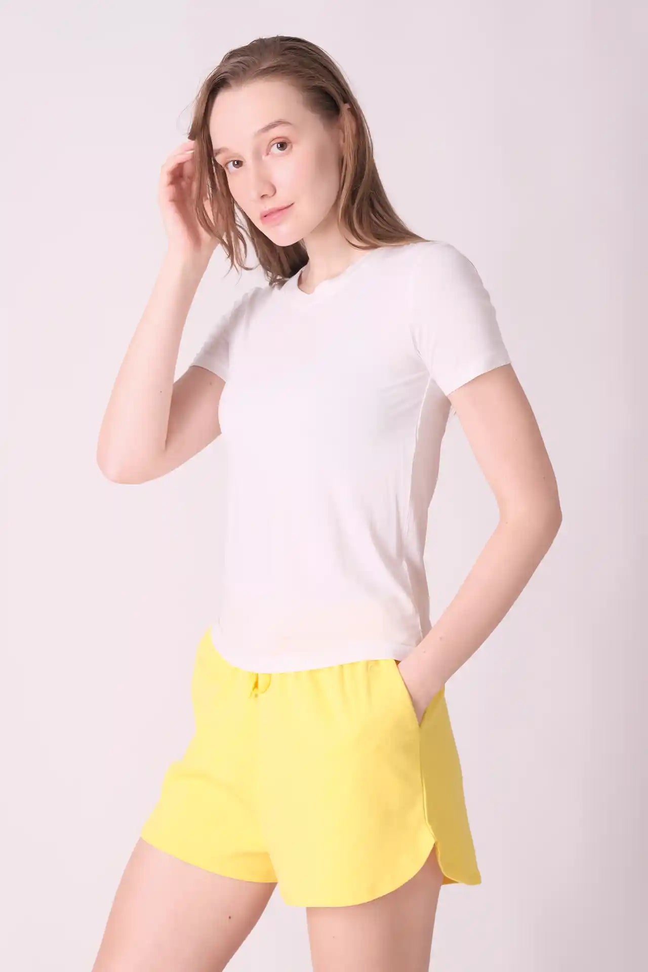 SPWJ0430 - Women's Essential Back Curve Hem Crewneck Tee - Lavender