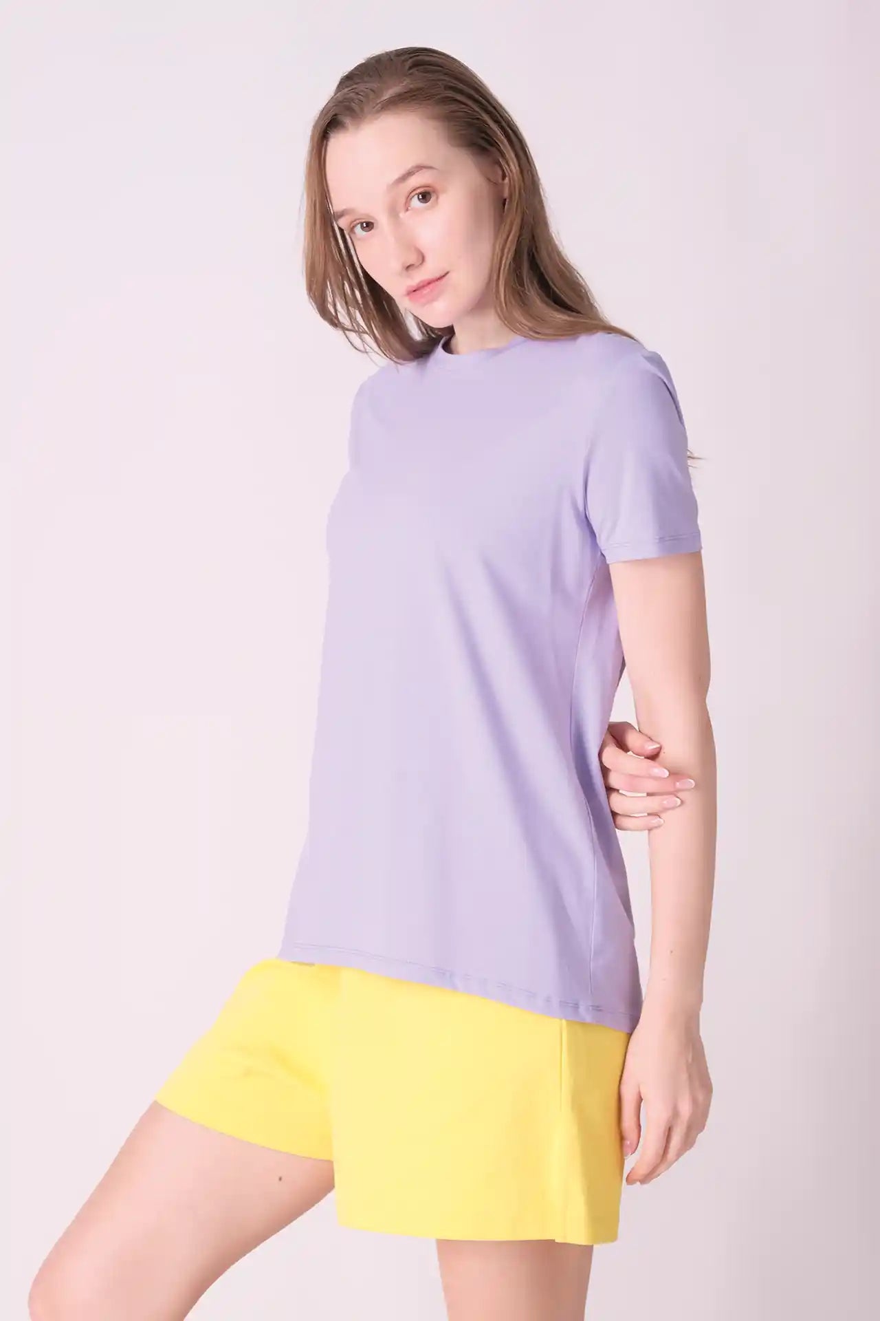SPWJ0430 - Women's Essential Back Curve Crewneck Tee - Lavender