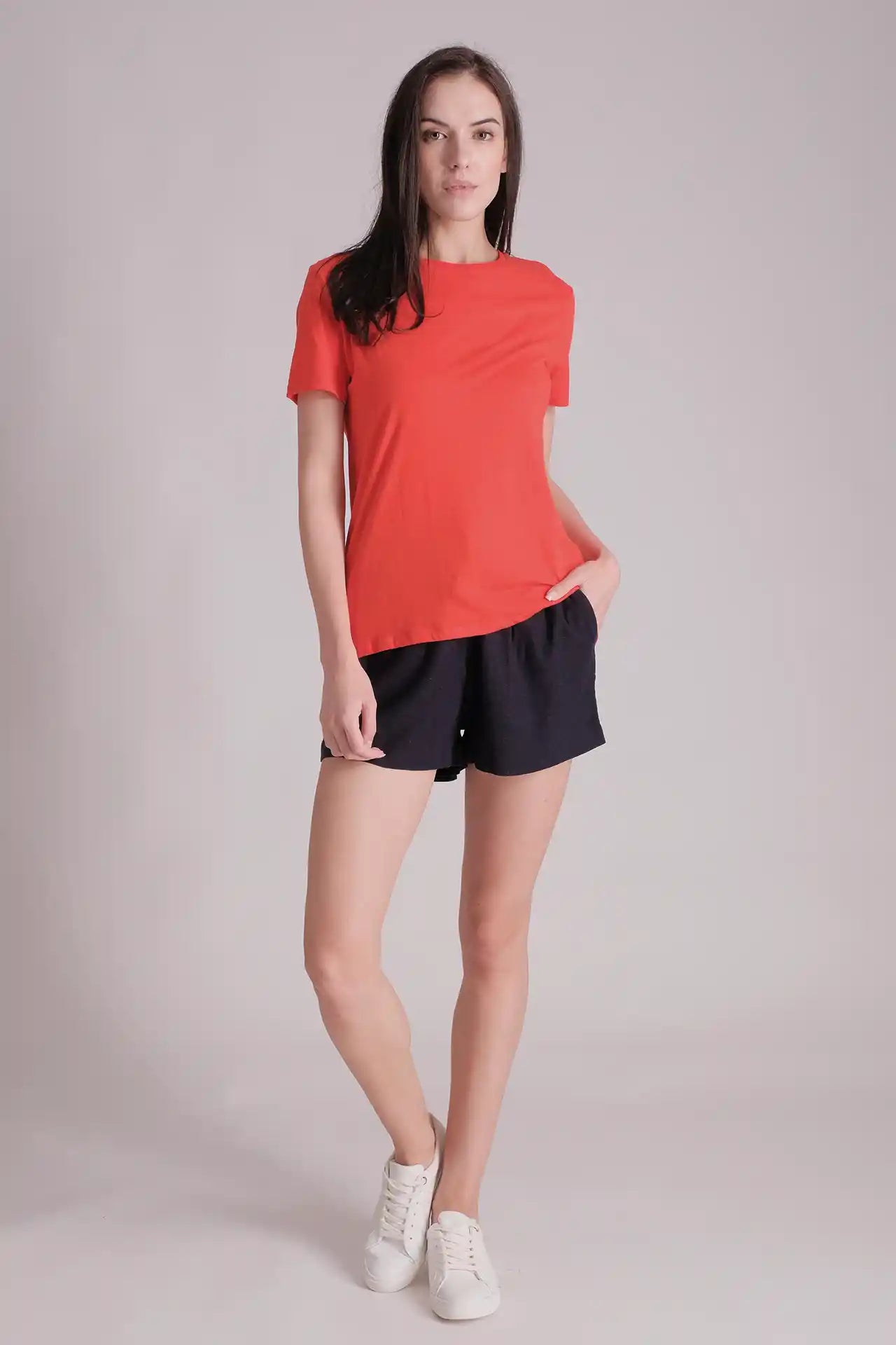 SPWJ0430 - Women's Essential Ultra Soft Organic Cotton Relaxing Tee - Red