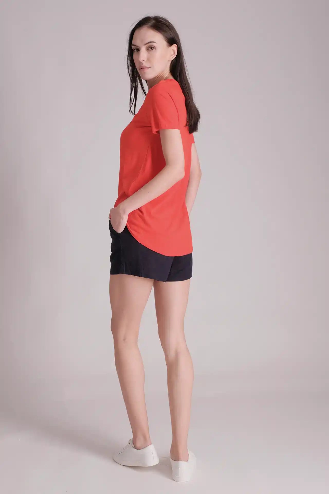 SPWJ0430 - Women's Essential Ultra Soft Organic Cotton Relaxing Tee - Red