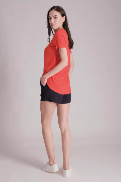 SPWJ0430 - Women's Essential Ultra Soft Organic Cotton Relaxing Tee - Red