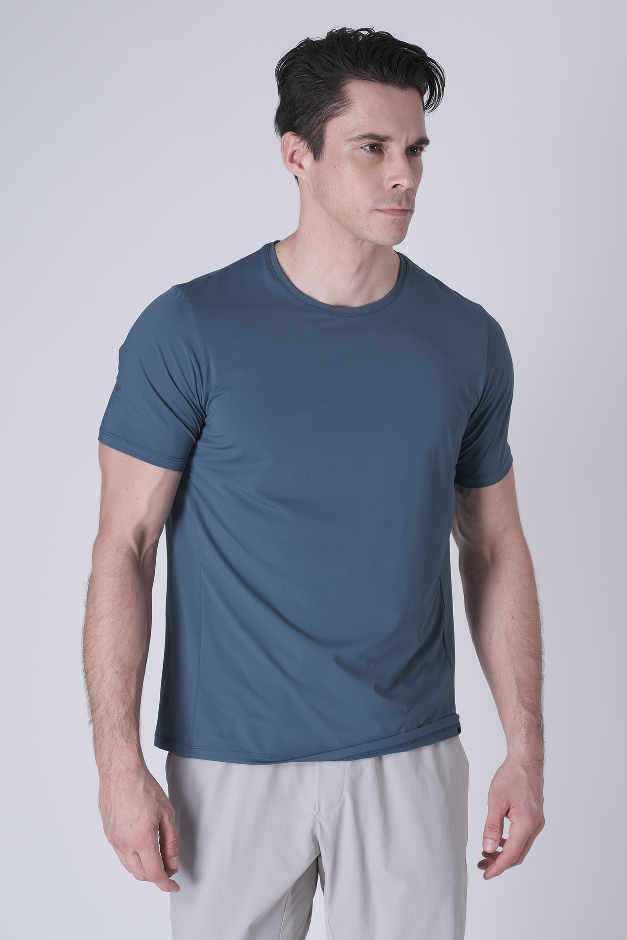 SPJ0437 - Ultra 4-Way Stretch Nylon Short Sleeve Training Tee - Ash Blue