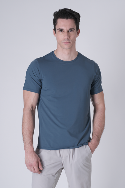 SPJ0437 - Ultra 4-Way Stretch Nylon Short Sleeve Training Tee - Ash Blue