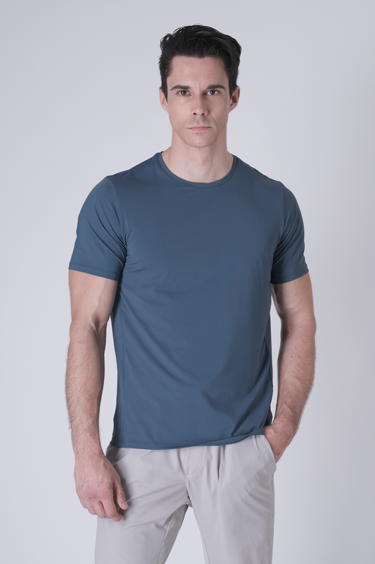 SPJ0437 - Ultra 4-Way Stretch Nylon Short Sleeve Training Tee - Ash Blue