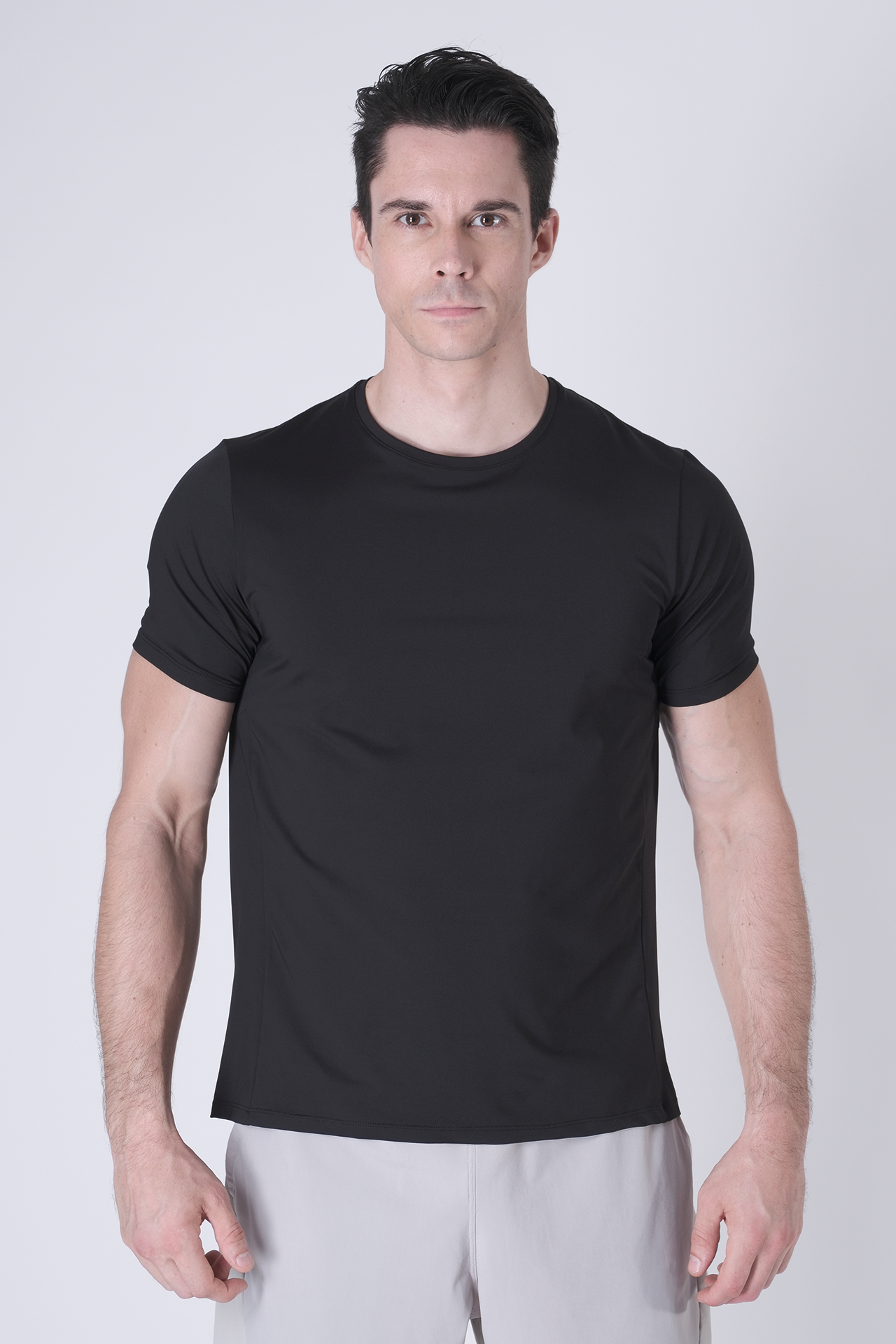 SPJ0437 - Ultra 4-Way Stretch Nylon Short Sleeve Training Tee - Black