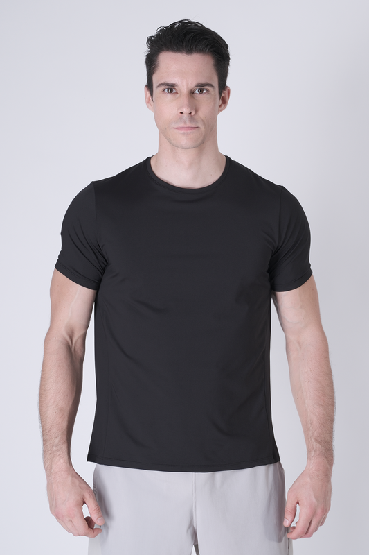 SPJ0437 - Ultra 4-Way Stretch Nylon Short Sleeve Training Tee - Black