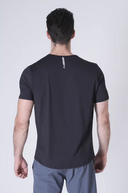 SPJ0437 - Ultra 4-Way Stretch Nylon Workout Short Sleeve Training Tee - Navy