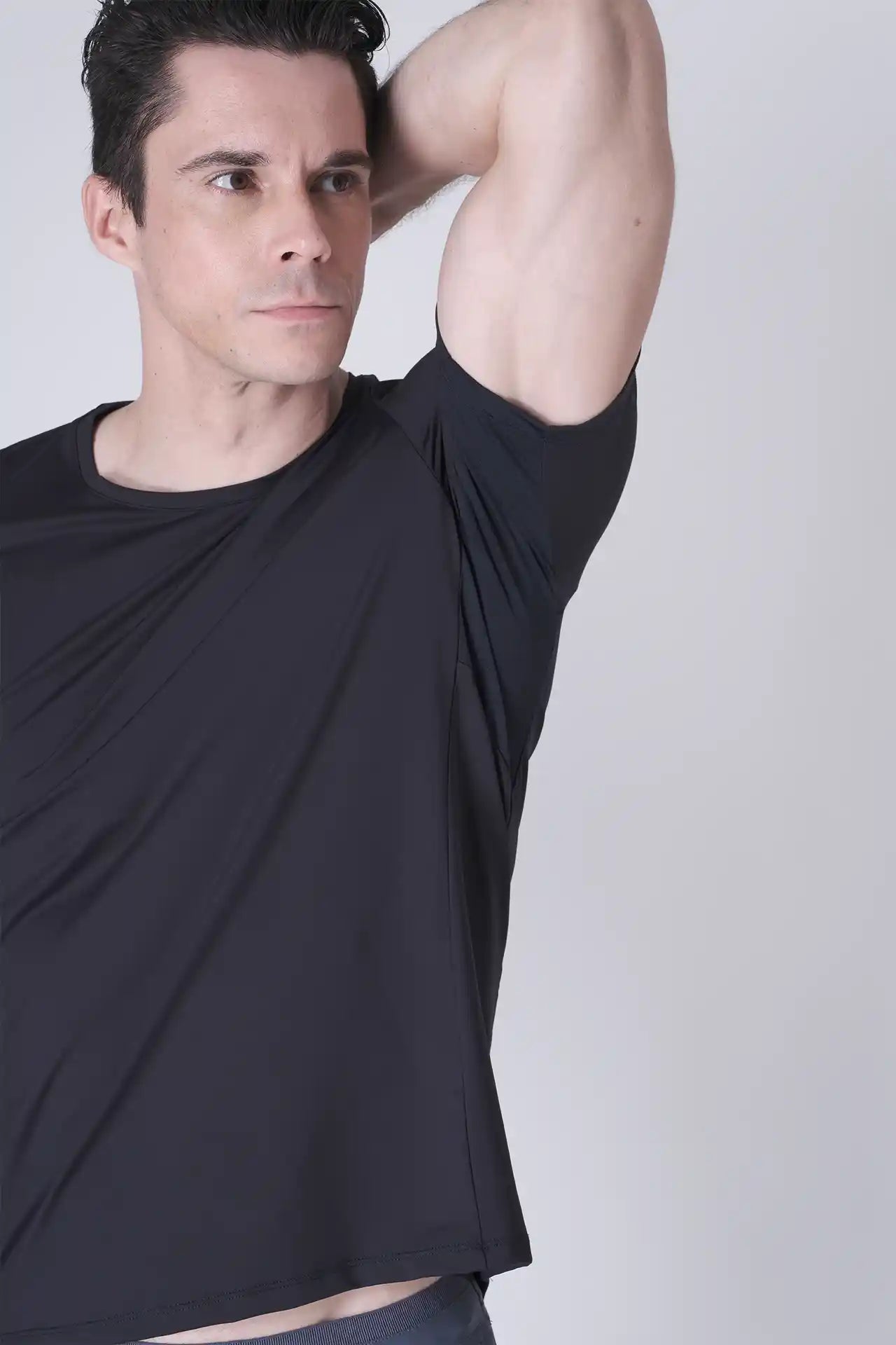 SPJ0437 - Ultra 4-Way Stretch Nylon Workout Short Sleeve Training Tee - Navy