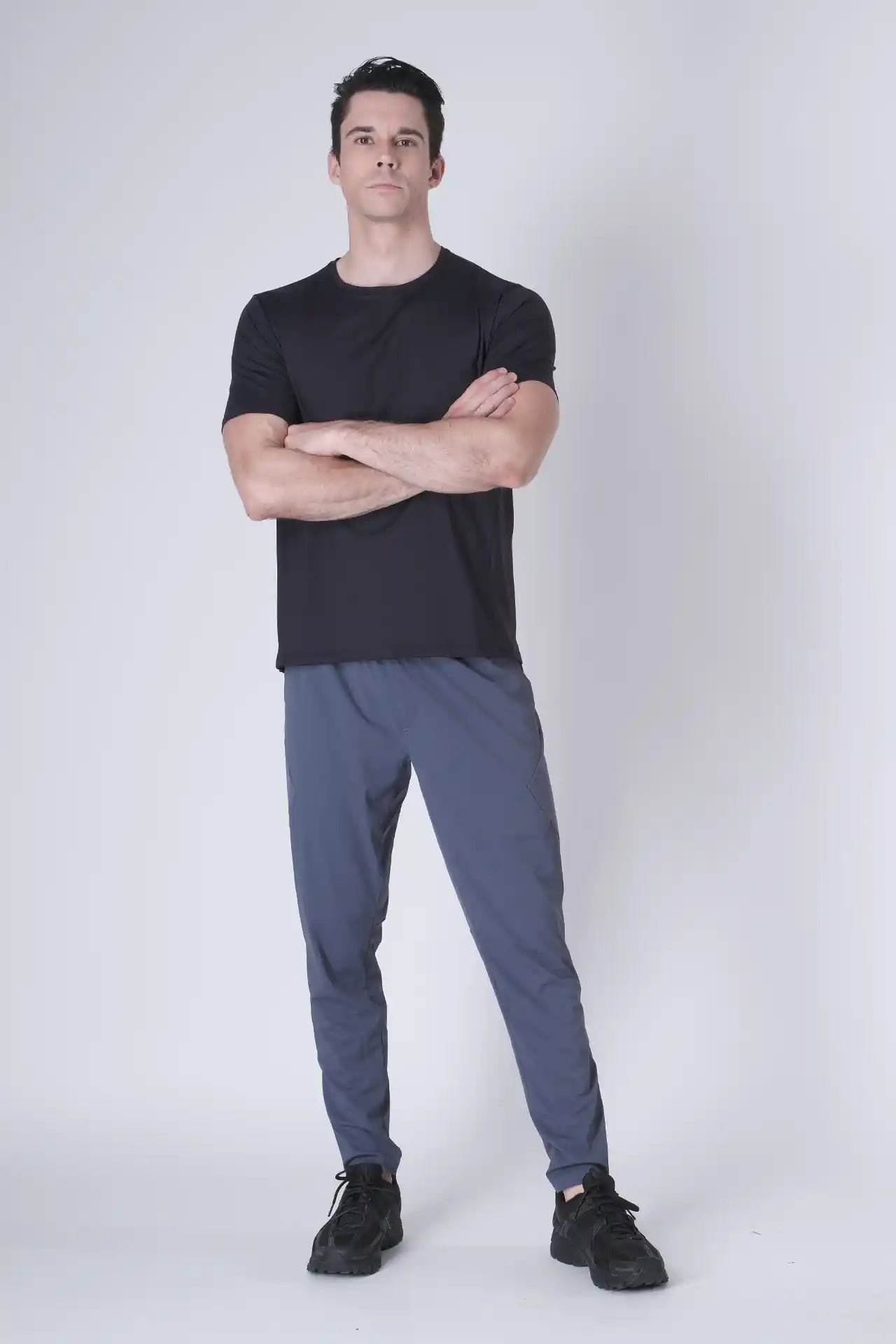 SPJ0437 - Ultra 4-Way Stretch Nylon Workout Short Sleeve Training Tee - Navy