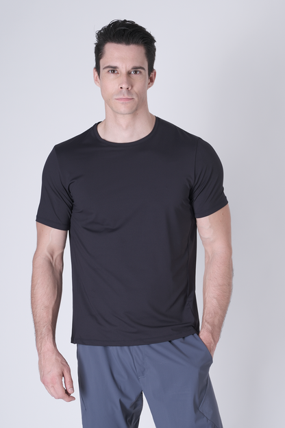 SPJ0437 - Ultra 4-Way Stretch Nylon Workout Short Sleeve Training Tee - Navy