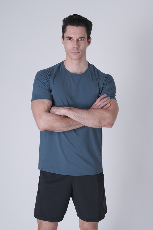 SPJ0438 - Ultra 4-Way Stretch Nylon Raglan Sleeve Training Tee - Ash Blue