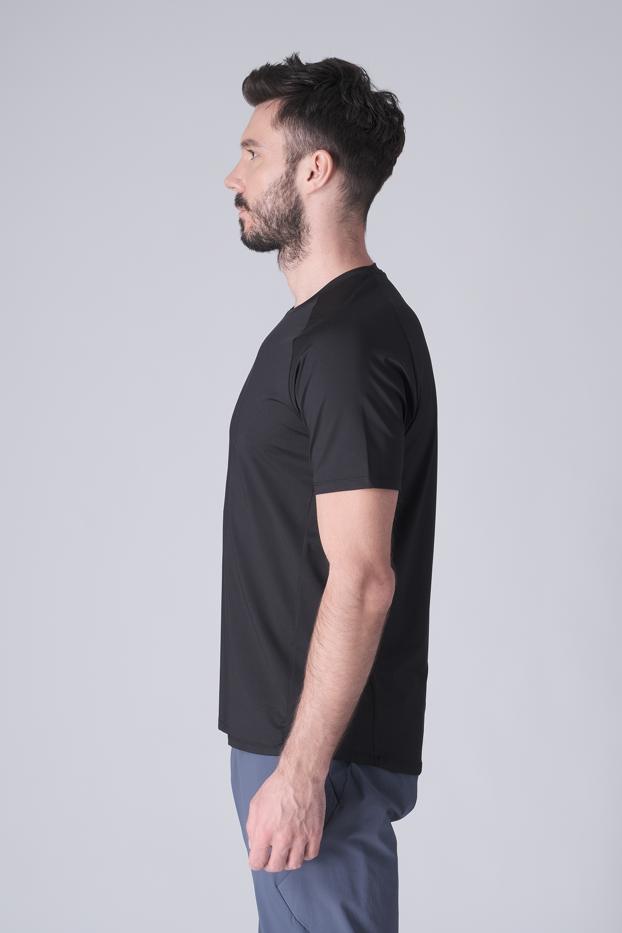 SPJ0438 - Ultra 4-Way Stretch Nylon Raglan Sleeve Training Tee - Black