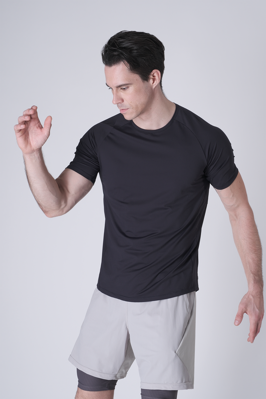 SPJ0438 - Ultra 4-Way Stretch Nylon Raglan Sleeve Training Tee - Navy