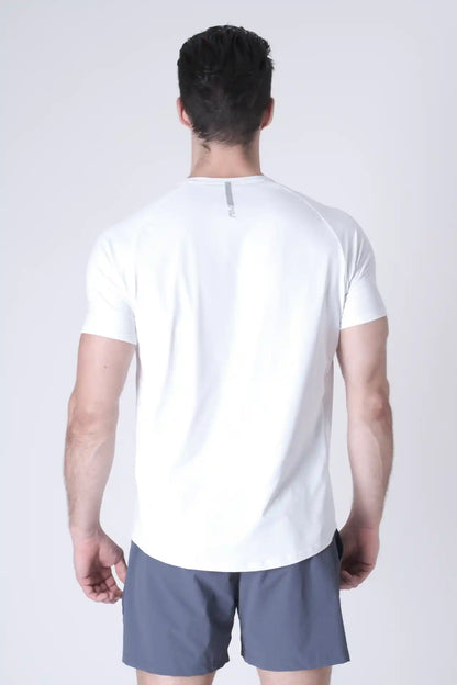 SPJ0438 - Ultra 4-Way Stretch Nylon Workout Raglan Sleeve Training Tee - White