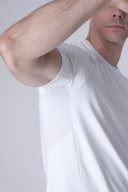 SPJ0438 - Ultra 4-Way Stretch Nylon Workout Raglan Sleeve Training Tee - White