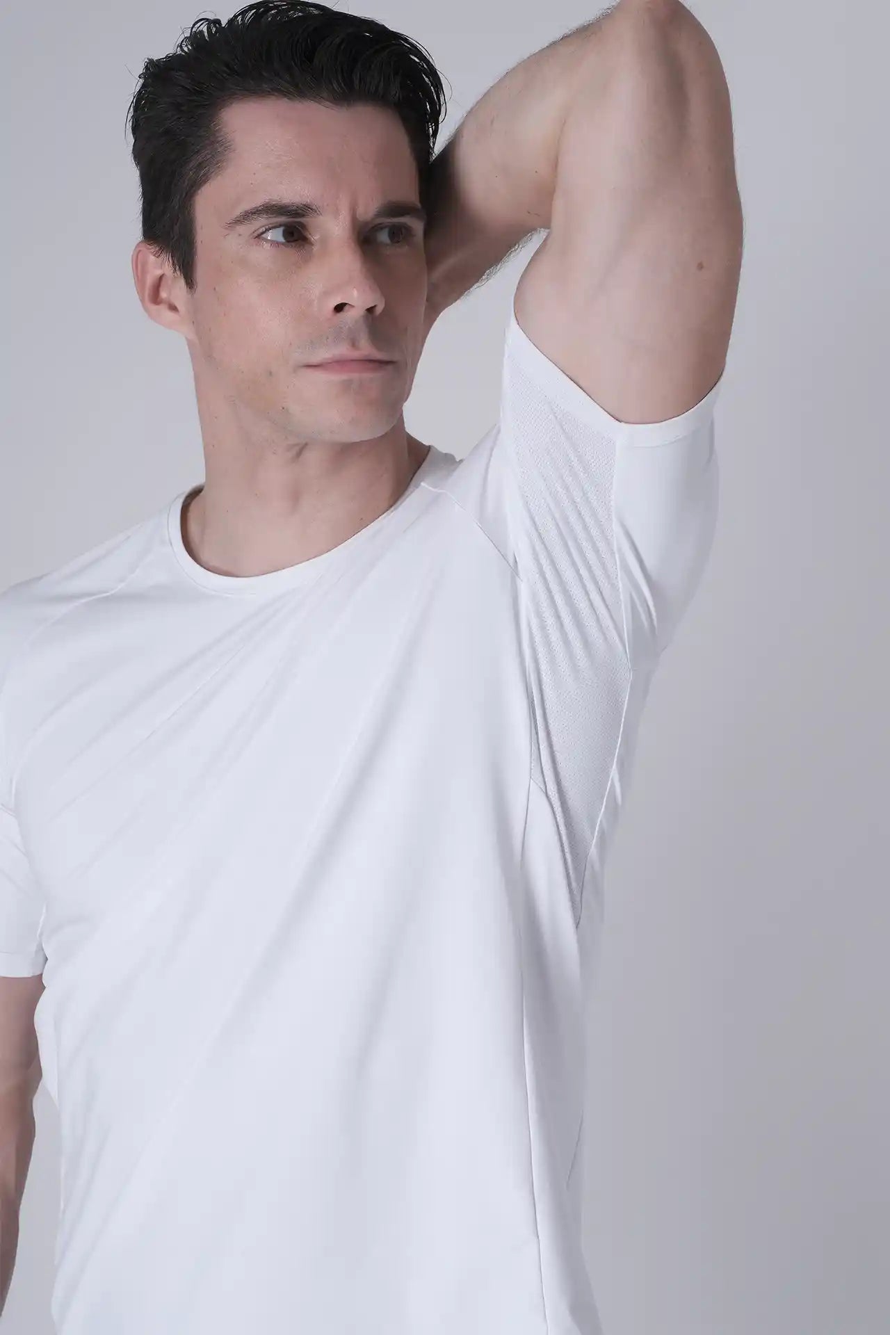 SPJ0438 - Ultra 4-Way Stretch Nylon Workout Raglan Sleeve Training Tee - White