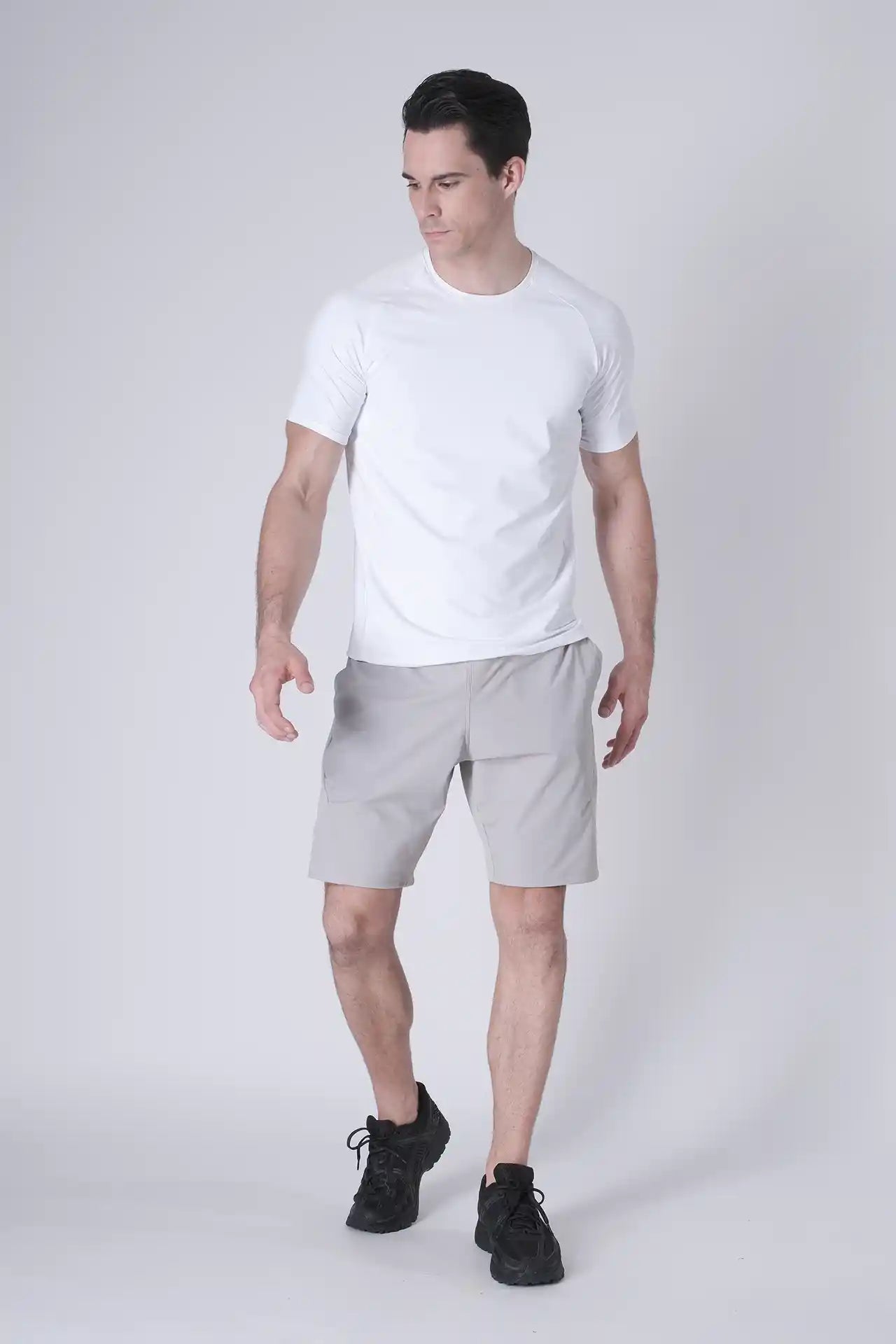 SPJ0438 - Ultra 4-Way Stretch Nylon Workout Raglan Sleeve Training Tee - White