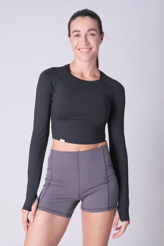 SPWJ0441 - Women's Performance Thumbholes Top - Black