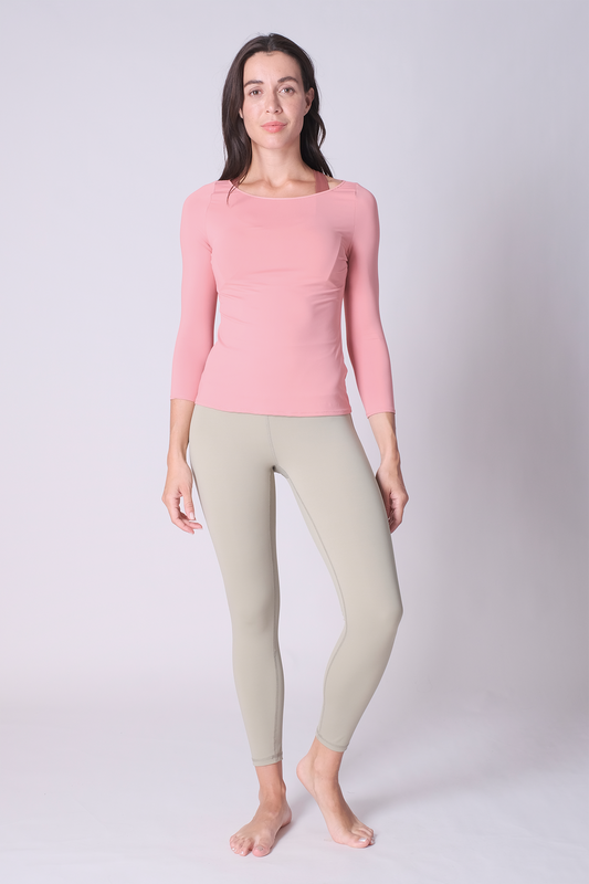 SPWJ0443 - Women's Wide Neck Yoga Top - Pink