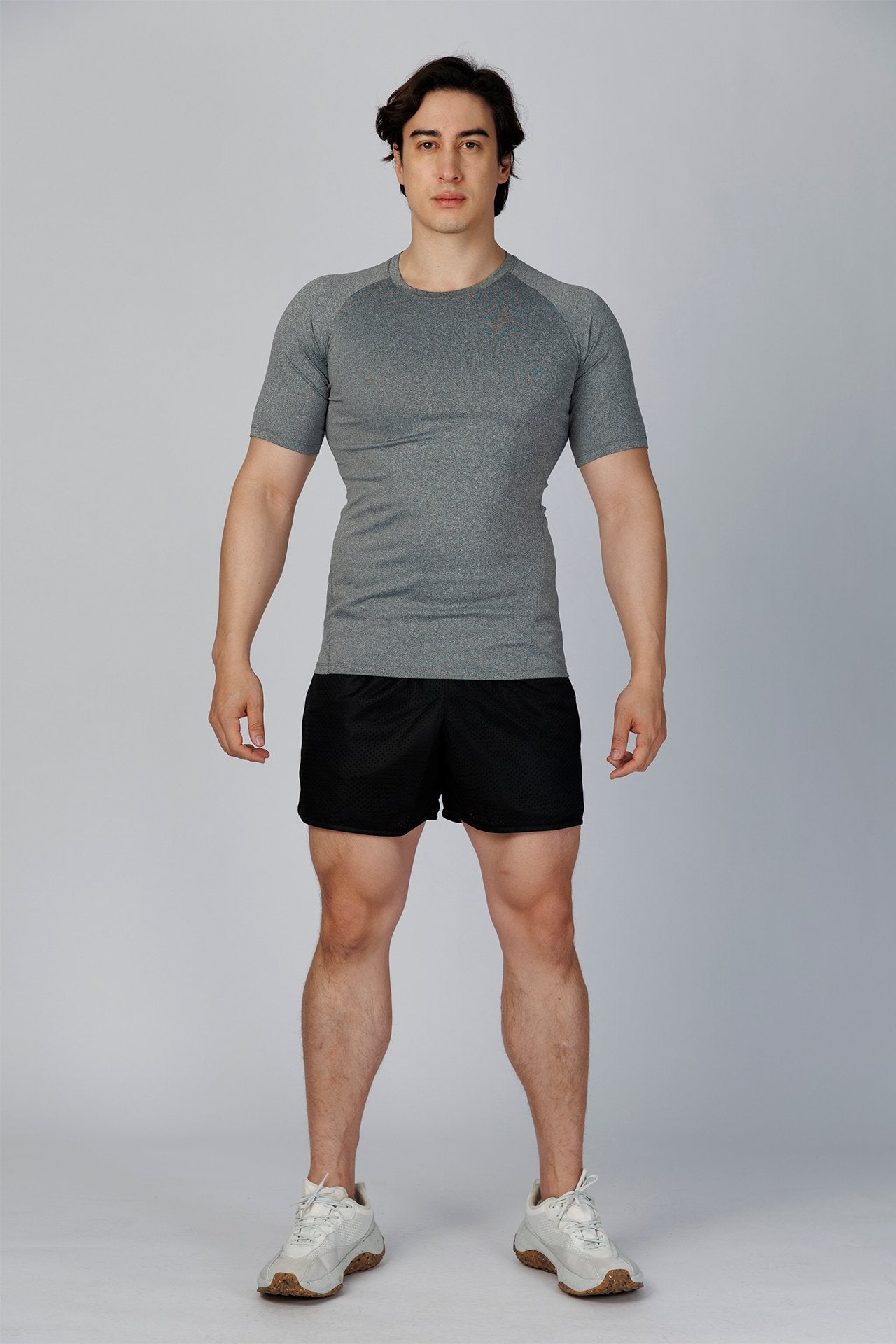 SPJ0457 - Tight Fit 4-Way Stretch Raglan Sleeve Training Tee - Heather Grey