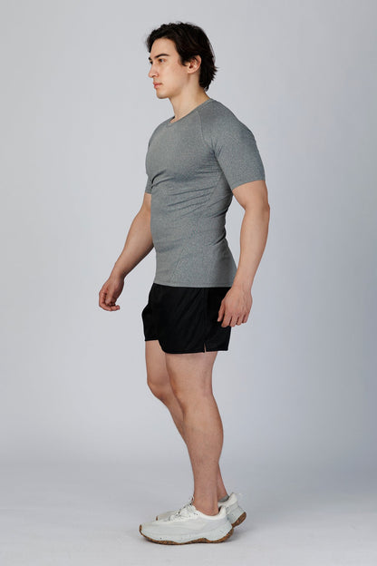SPJ0457 - Tight Fit 4-Way Stretch Raglan Sleeve Training Tee - Heather Grey