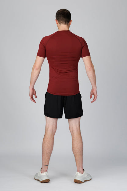 SPJ0458 - Tight Fit Ultra 4-Way Stretch Raglan Sleeve Training Tee - Burgundy
