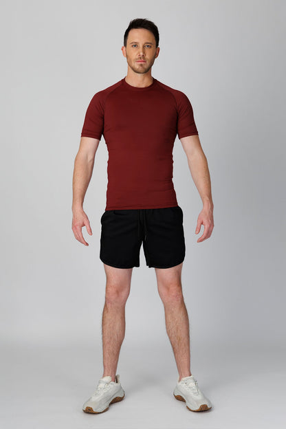 SPJ0458 - Tight Fit Ultra 4-Way Stretch Raglan Sleeve Training Tee - Burgundy