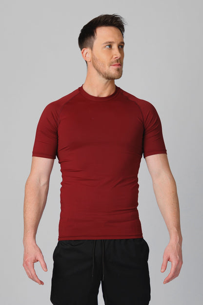 SPJ0458 - Tight Fit Ultra 4-Way Stretch Raglan Sleeve Training Tee - Burgundy