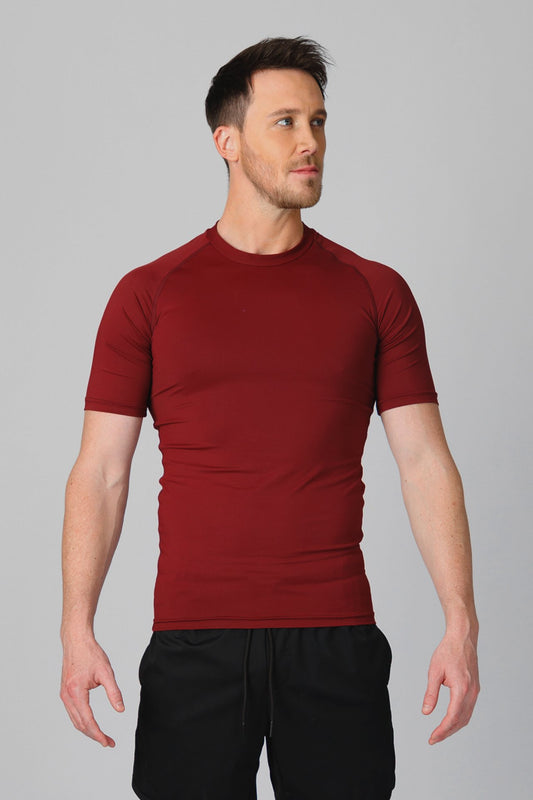 SPJ0458 - Tight Fit Ultra 4-Way Stretch Raglan Sleeve Training Tee - Burgundy